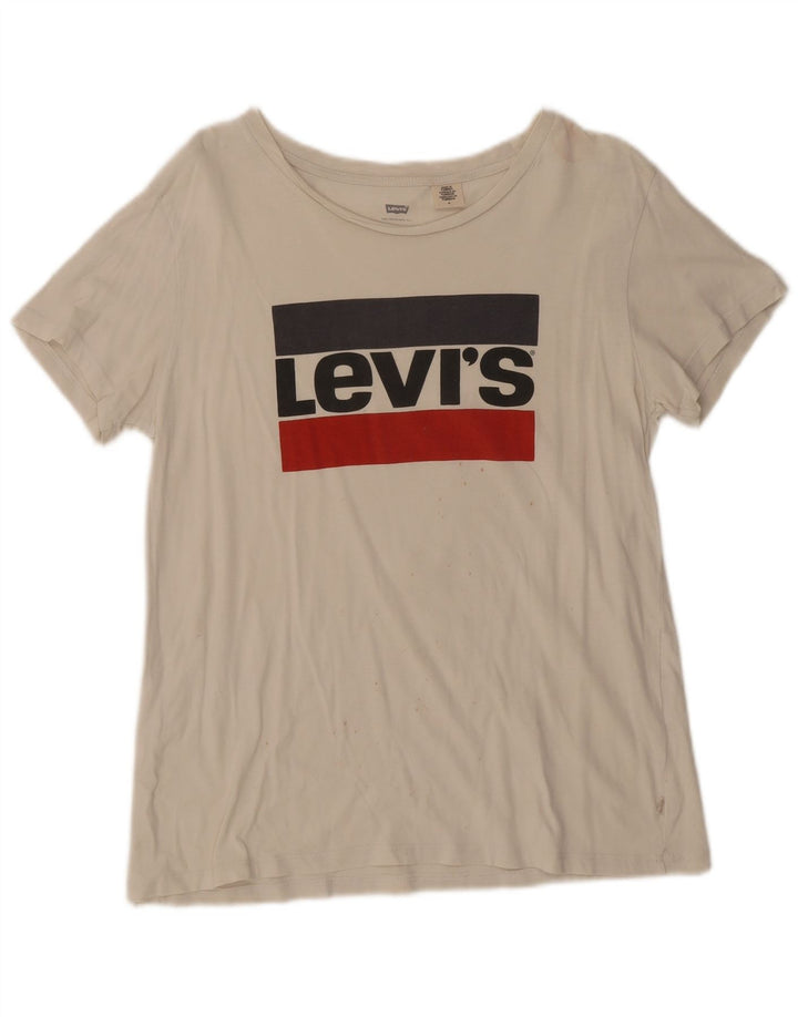 Camiseta feminina gráfica Levi's UK 14 médio branco