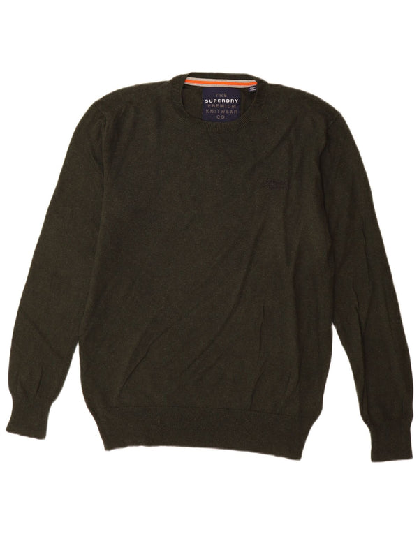 Suéter masculino Superdry com gola redonda e algodão verde grande