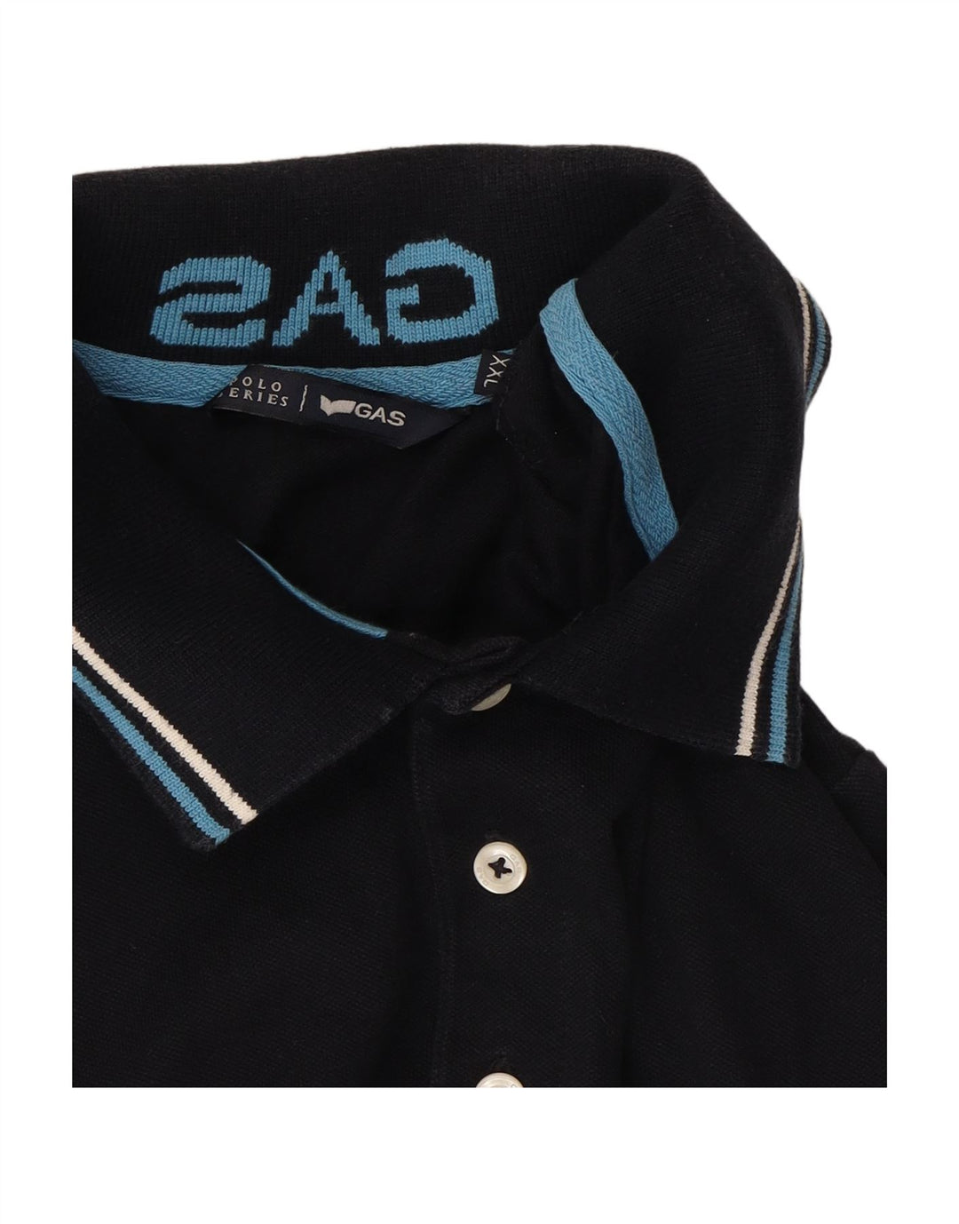 Camisa polo masculina GAS 2XL algodão azul marinho