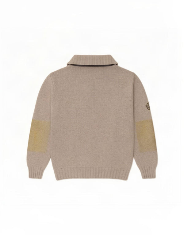 Murphy & Nye Suéter masculino com gola polo e lã colorblock cinza médio