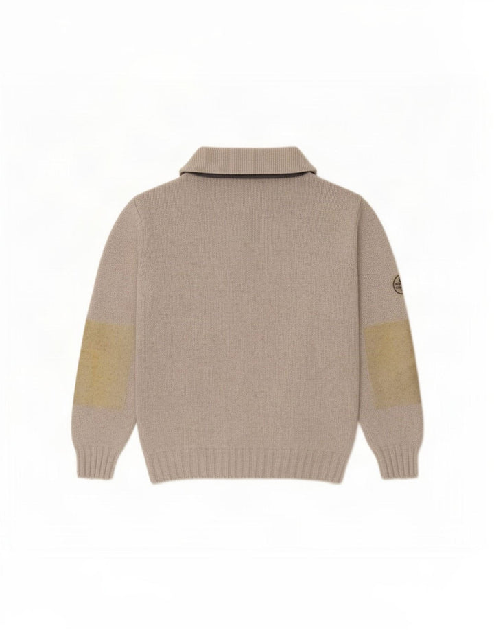 Murphy & Nye Suéter masculino com gola polo e lã colorblock cinza médio