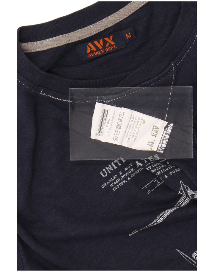 Avirex camiseta masculina gráfica top médio algodão azul marinho