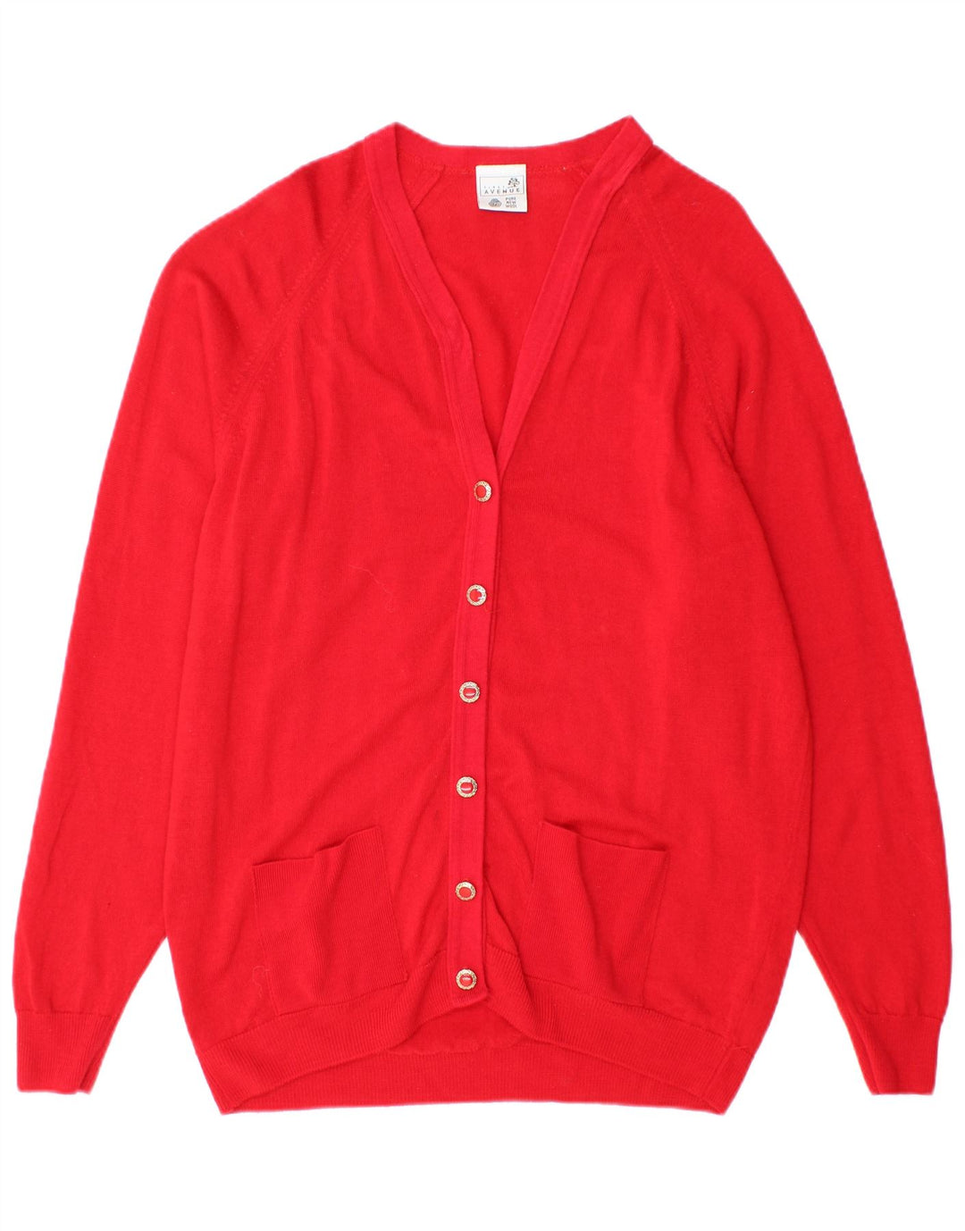 Suéter cardigã feminino FIRST AVENUE UK 16 grande vermelho lã nova