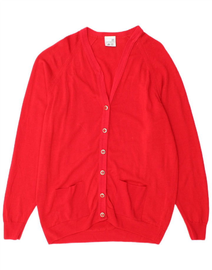 Suéter cardigã feminino FIRST AVENUE UK 16 grande vermelho lã nova