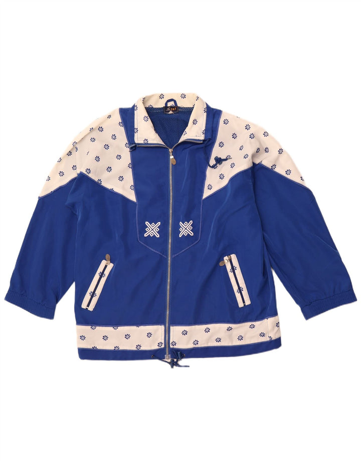 Jaqueta de treino feminina VINTAGE 2XL azul colorblock retrô