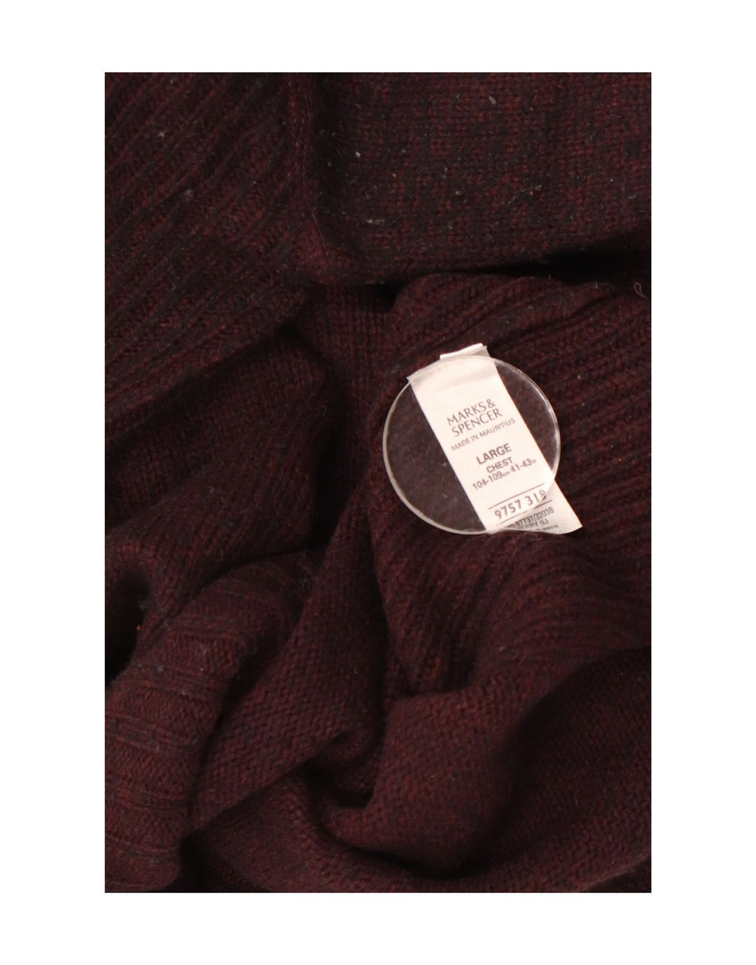 Suéter masculino Marks & Spencer com zíper e gola grande em lã de cordeiro cor de vinho