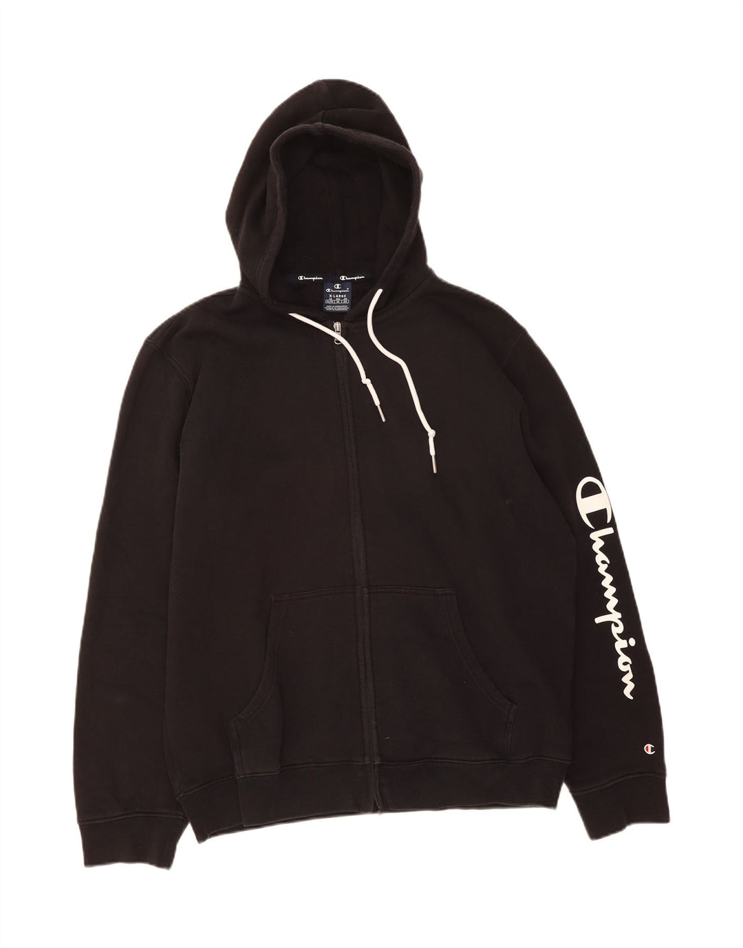 CHAMPION Suéter masculino com capuz e zíper gráfico XL algodão preto