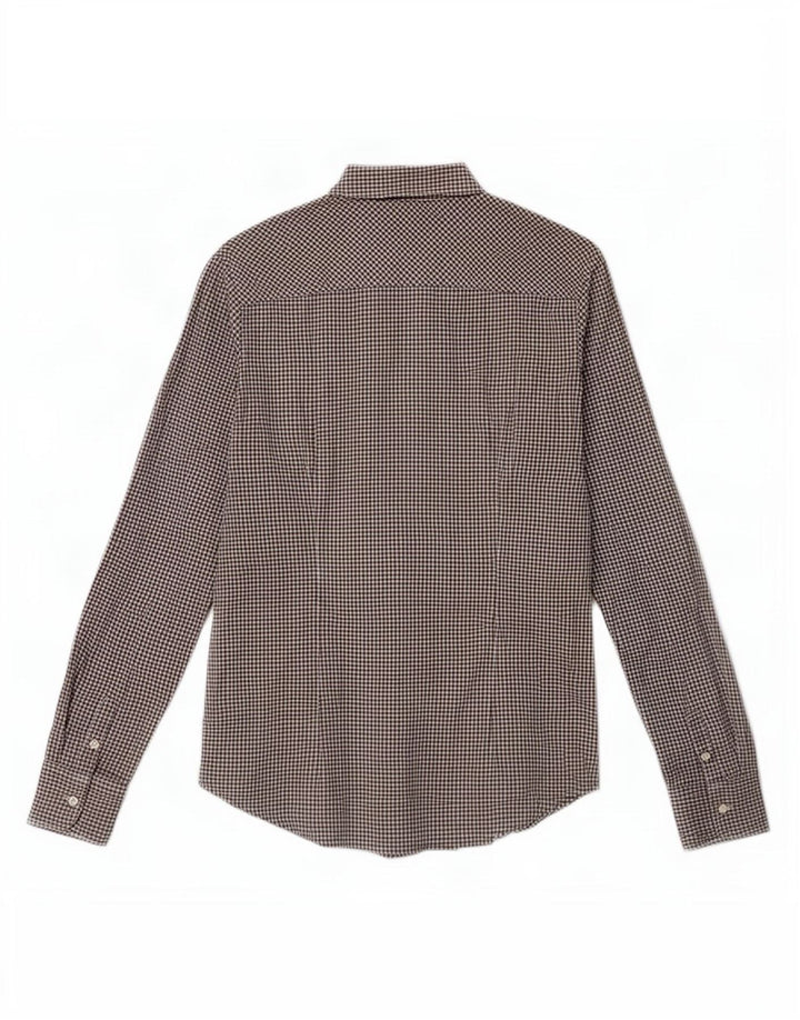 Camisa feminina Tommy Hilfiger Stretch US 10 grande algodão guingão preto