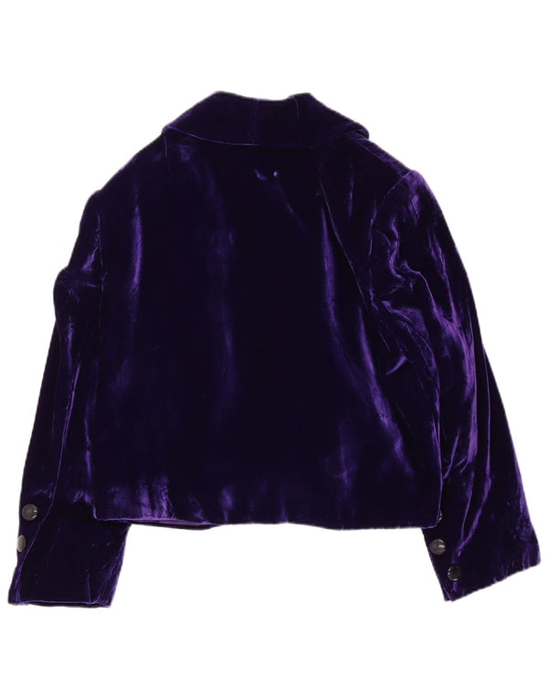 Jaqueta Bolero Feminina Vintage Crop Velvet Open UK 14 Médio Roxo