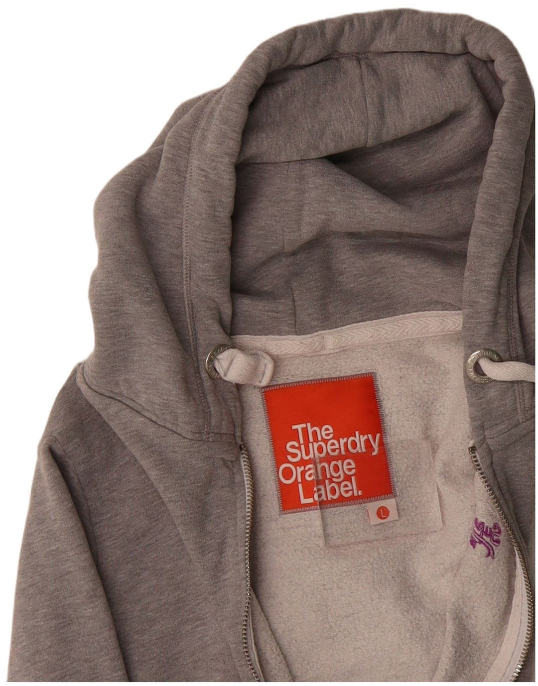 Suéter feminino com capuz e zíper SUPERDRY UK 16 poliéster cinza grande