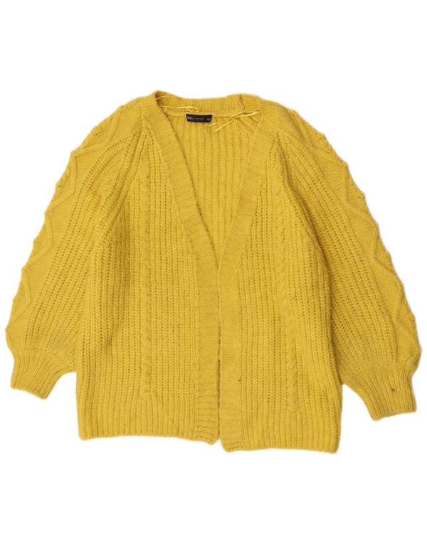 Suéter cardigã aberto feminino Marks & Spencer Reino Unido 16 grande acrílico amarelo
