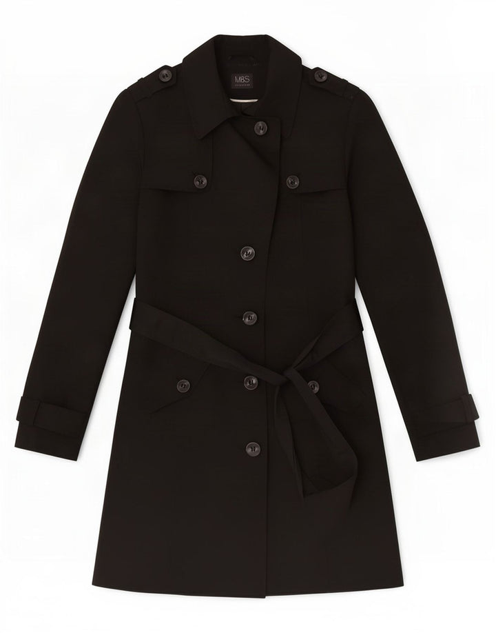 Casaco impermeável feminino Marks & Spencer Reino Unido 12 poliéster preto médio