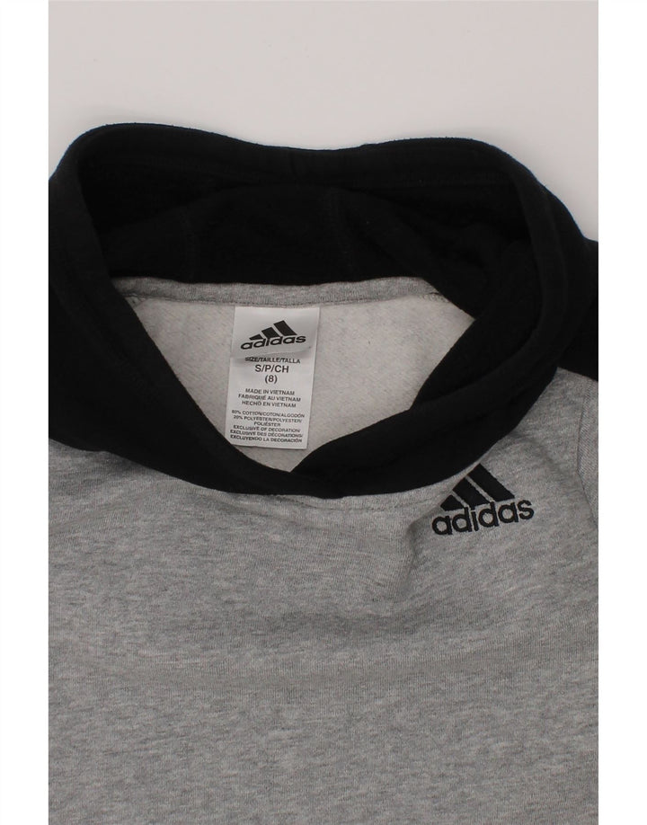 ADIDAS Meninos Graphic Hoodie Jumper 7-8 Anos Pequeno Cinza Colorblock Algodão
