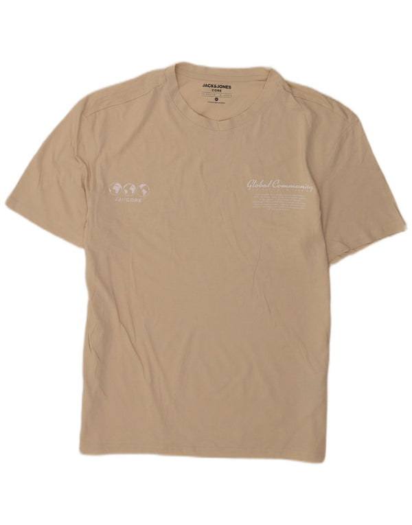Camiseta gráfica masculina Jack & Jones Top XL algodão bege
