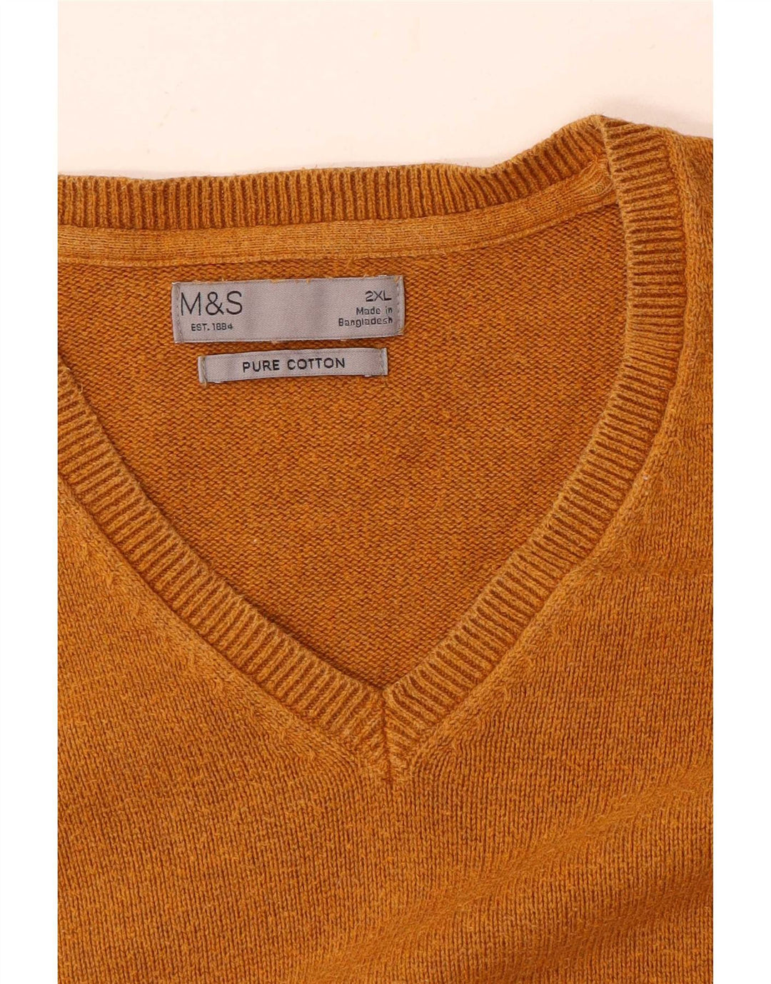 Suéter masculino Marks & Spencer com decote em V 2XL algodão marrom