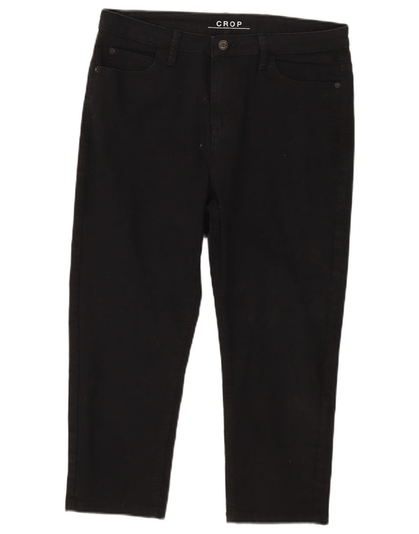 Calça jeans feminina Marks & Spencer UK 14 grande W32 L20 algodão preto