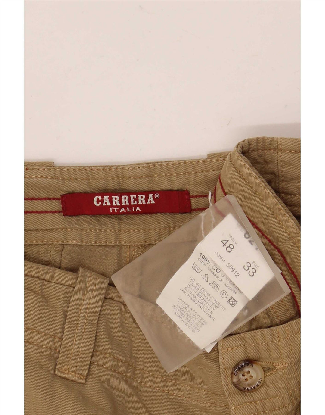 Carrera Mens Chino Shorts IT 48 Médio W33 Algodão Bege