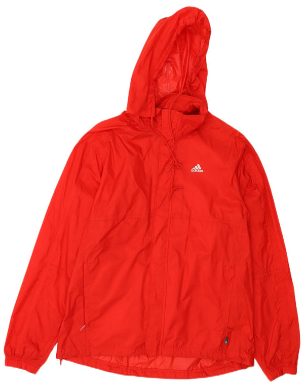 ADIDAS Mens Graphic Hooded Rain Jacket UK 36 Pequeno Vermelho Nylon