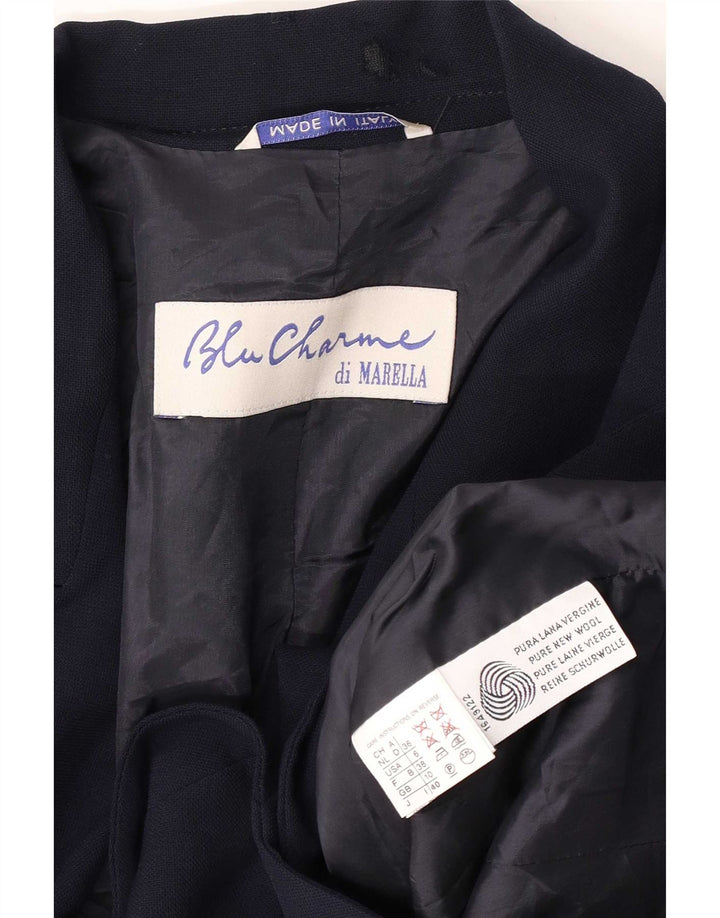 Jaqueta blazer feminina Marella com 1 botão Reino Unido 10 pequena lã virgem azul marinho