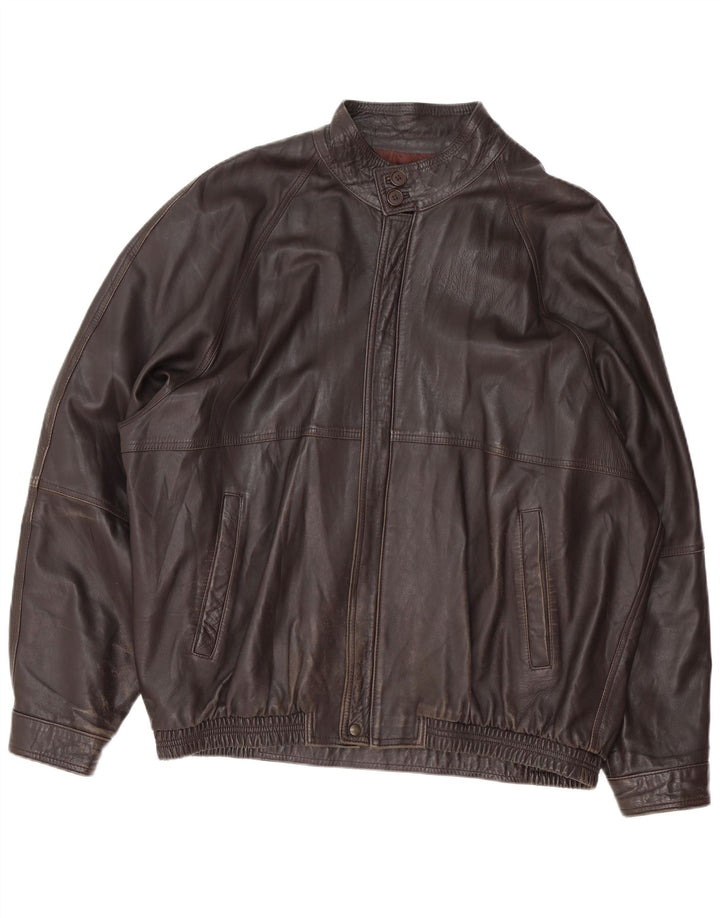 Jaqueta de couro masculina vintage IT 62 4XL preta