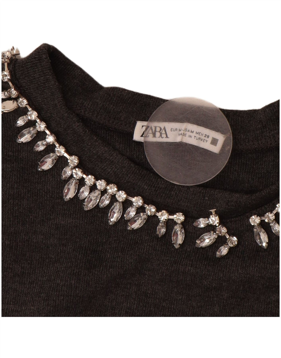 Suéter feminino ZARA com manga 3/4 e gola canoa Reino Unido 14 cinza médio