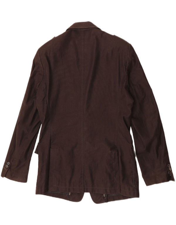 Jaqueta blazer masculina Zara militar com 2 botões EU 54 XL marrom algodão