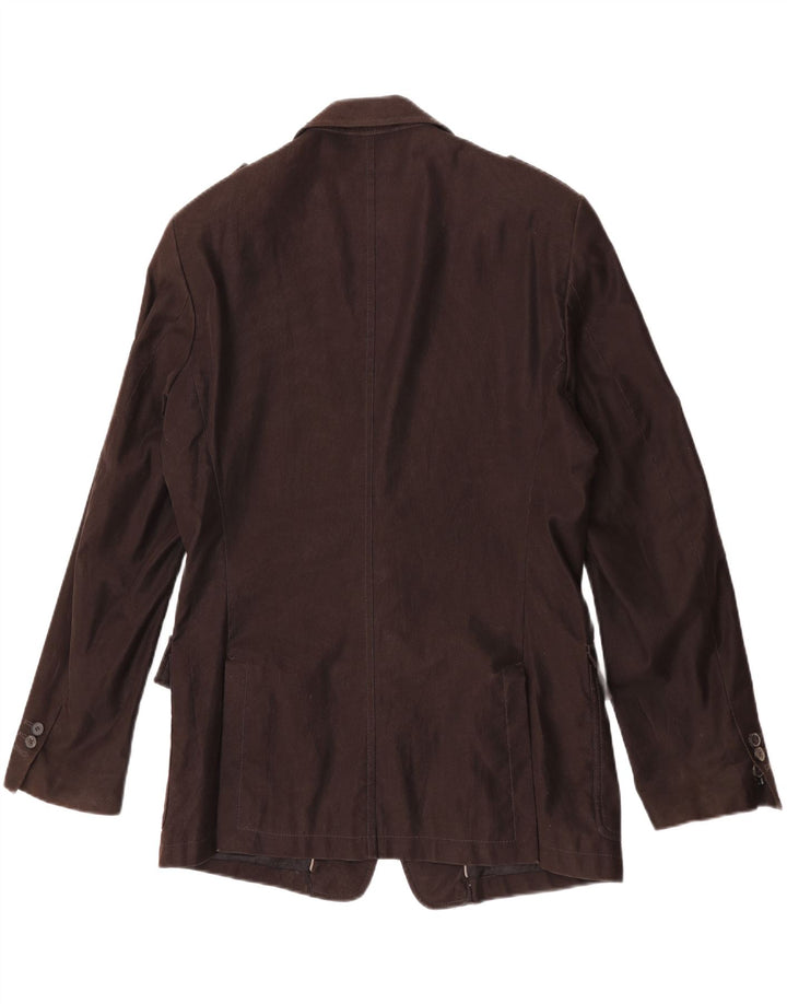 Jaqueta blazer masculina Zara militar com 2 botões EU 54 XL marrom algodão