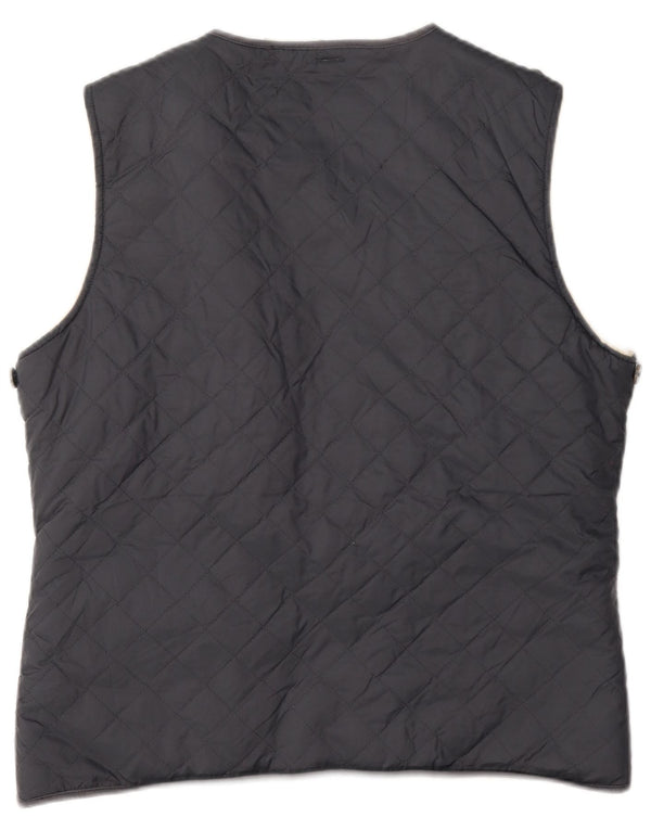 Jack Wills Womens Sherpa Open Quilted Gilet Reino Unido 14 Grande Algodão Cinza