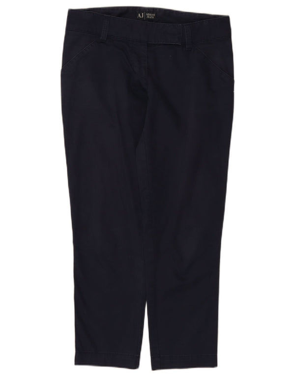 Calça feminina reta casual Armani W27 L25 algodão azul marinho