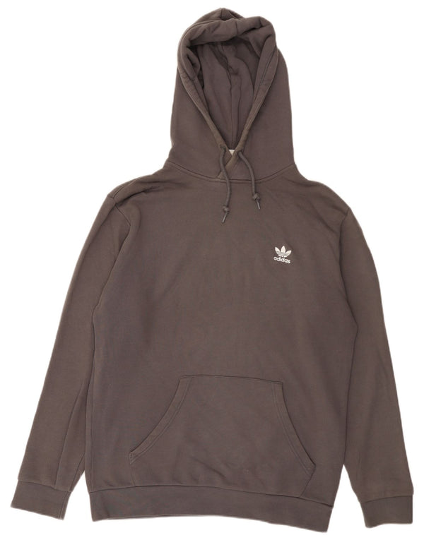 Adidas Mens Hoodie Jumper Médio Cinza Algodão