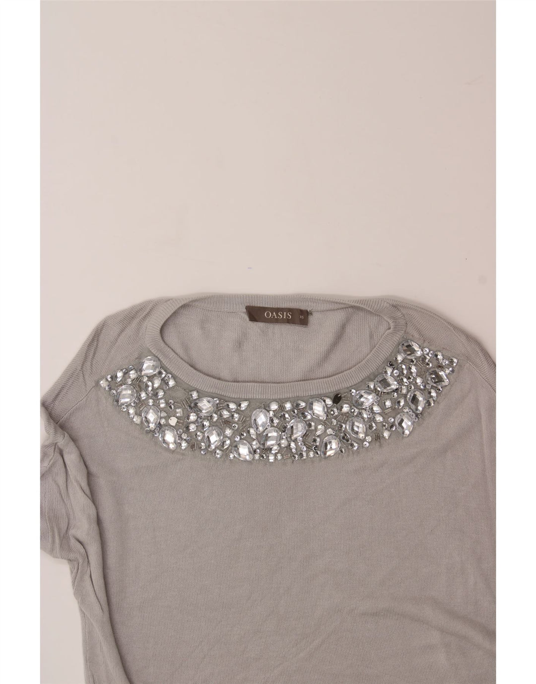OASIS Womens Boat Neck Jumper Sweater UK 6 XS Grey Viscose Vintage Oasis and Second-Hand Oasis from Messina Hembry 