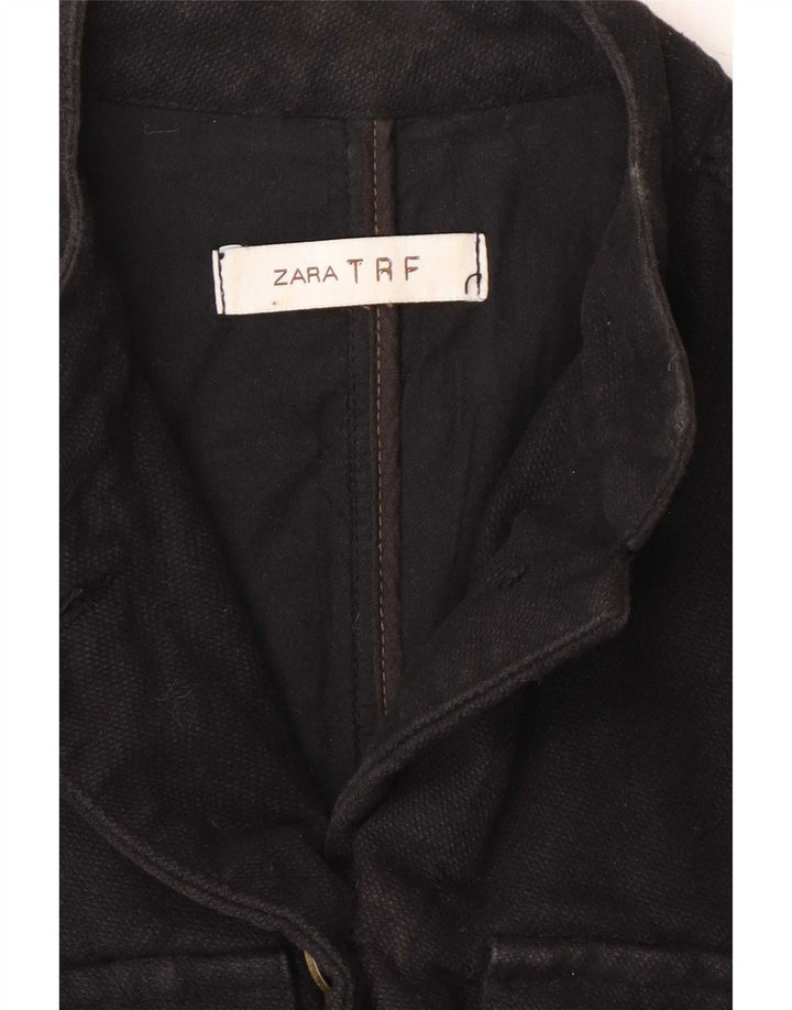Zara Womens Trafaluc Utility Jacket UK 14 Algodão preto médio