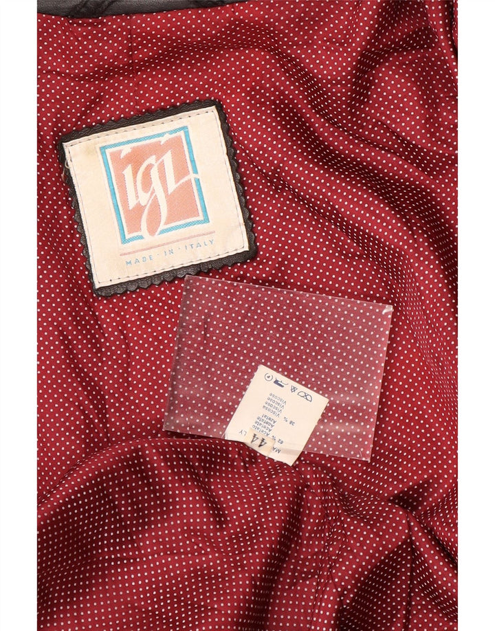 Jaqueta de couro feminina vintage IT 44 médio preto