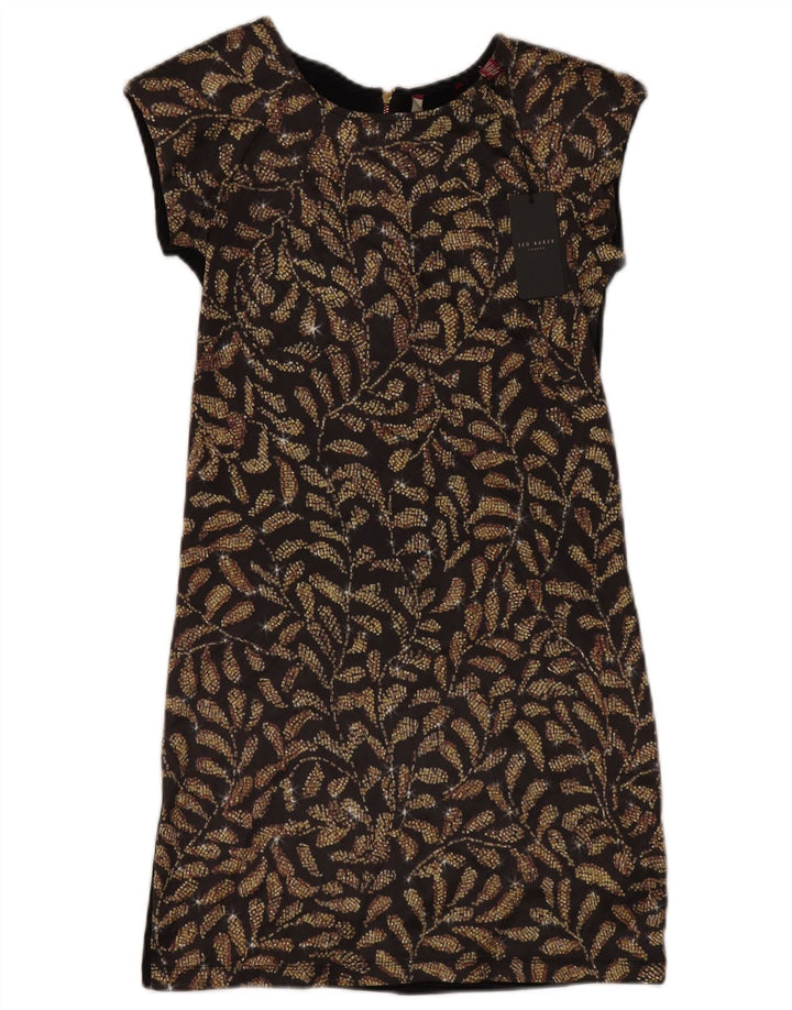 Vestido feminino Ted Baker tamanho 0 2XS preto floral poliéster