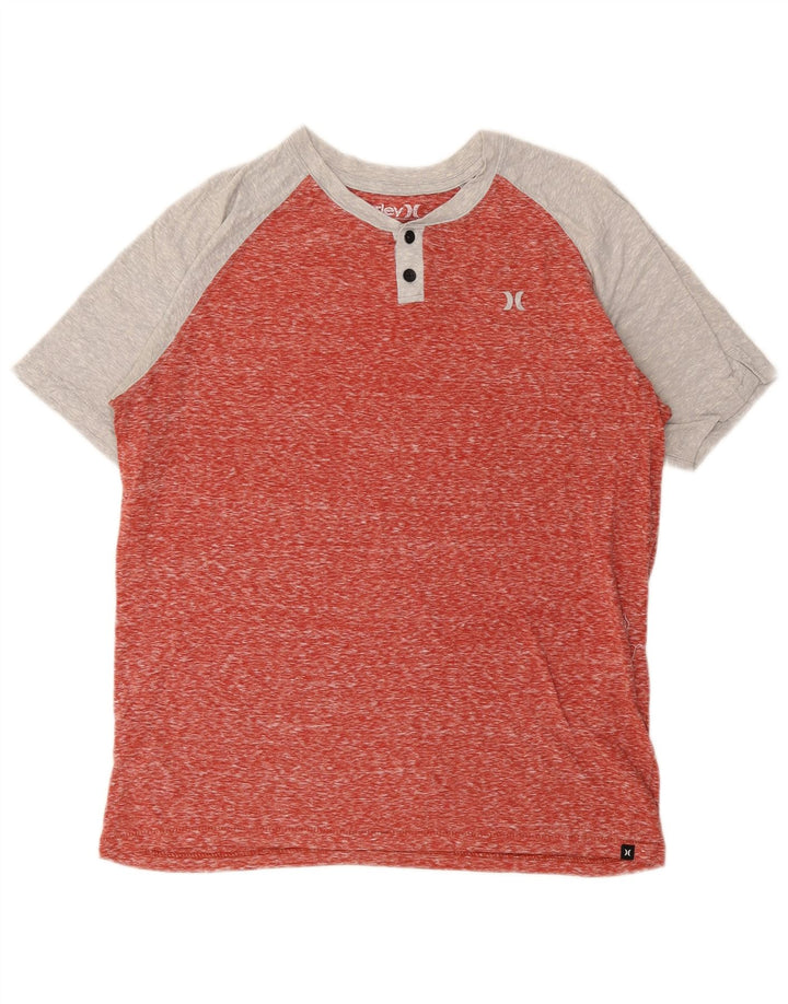 Camiseta masculina Hurley Top médio vermelho colorblock poliéster