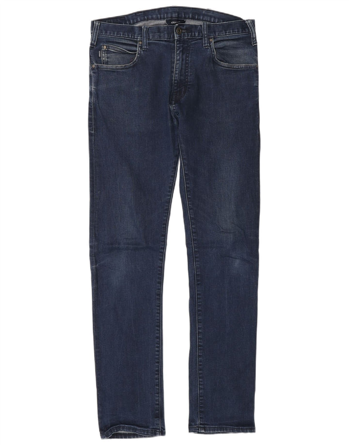 ARMANI Masculino Slim Jeans W30 L32 Azul Algodão