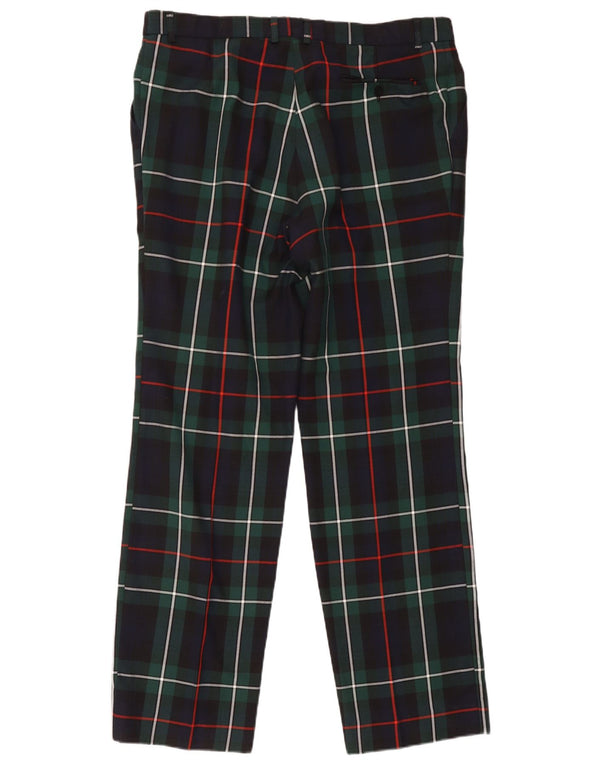 Calça masculina de terno reto Edinburgh W40 L30 viscose xadrez azul marinho