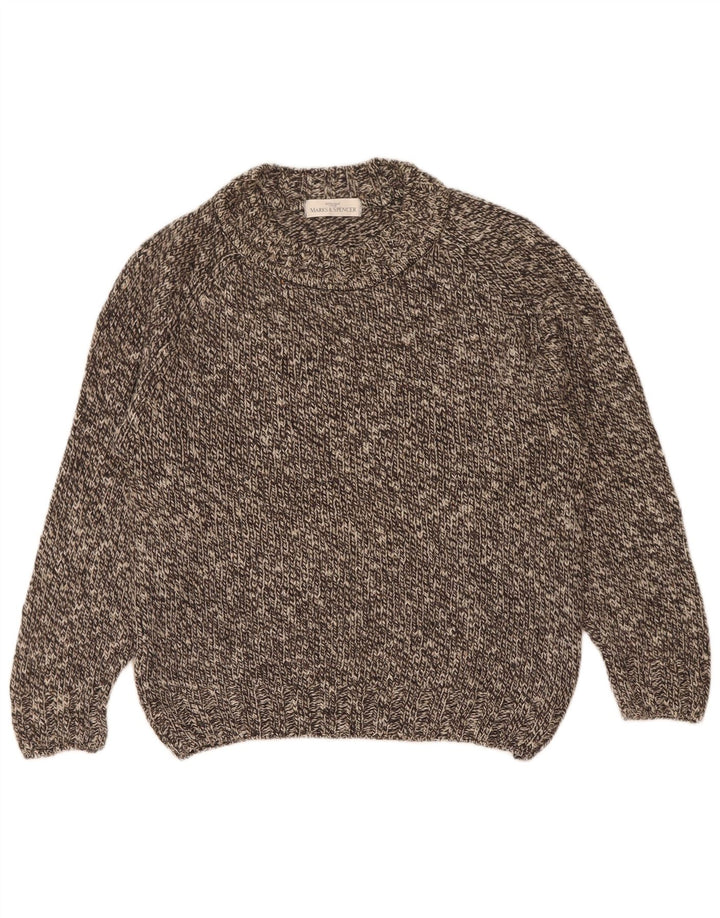 Suéter masculino Marks & Spencer com gola redonda, lã manchada cinza pequena