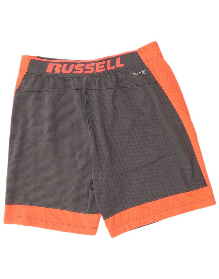 Shorts esportivos gráficos masculinos RUSSELL ATLÉTICO grande bloco colorido cinza