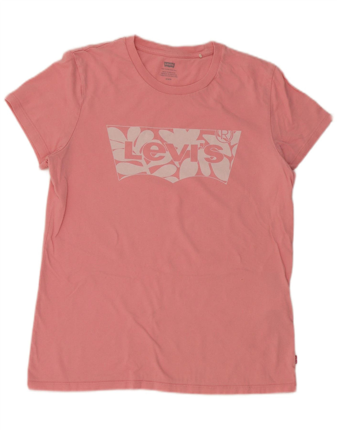 Camiseta feminina gráfica Levi's Top UK 12 algodão rosa médio