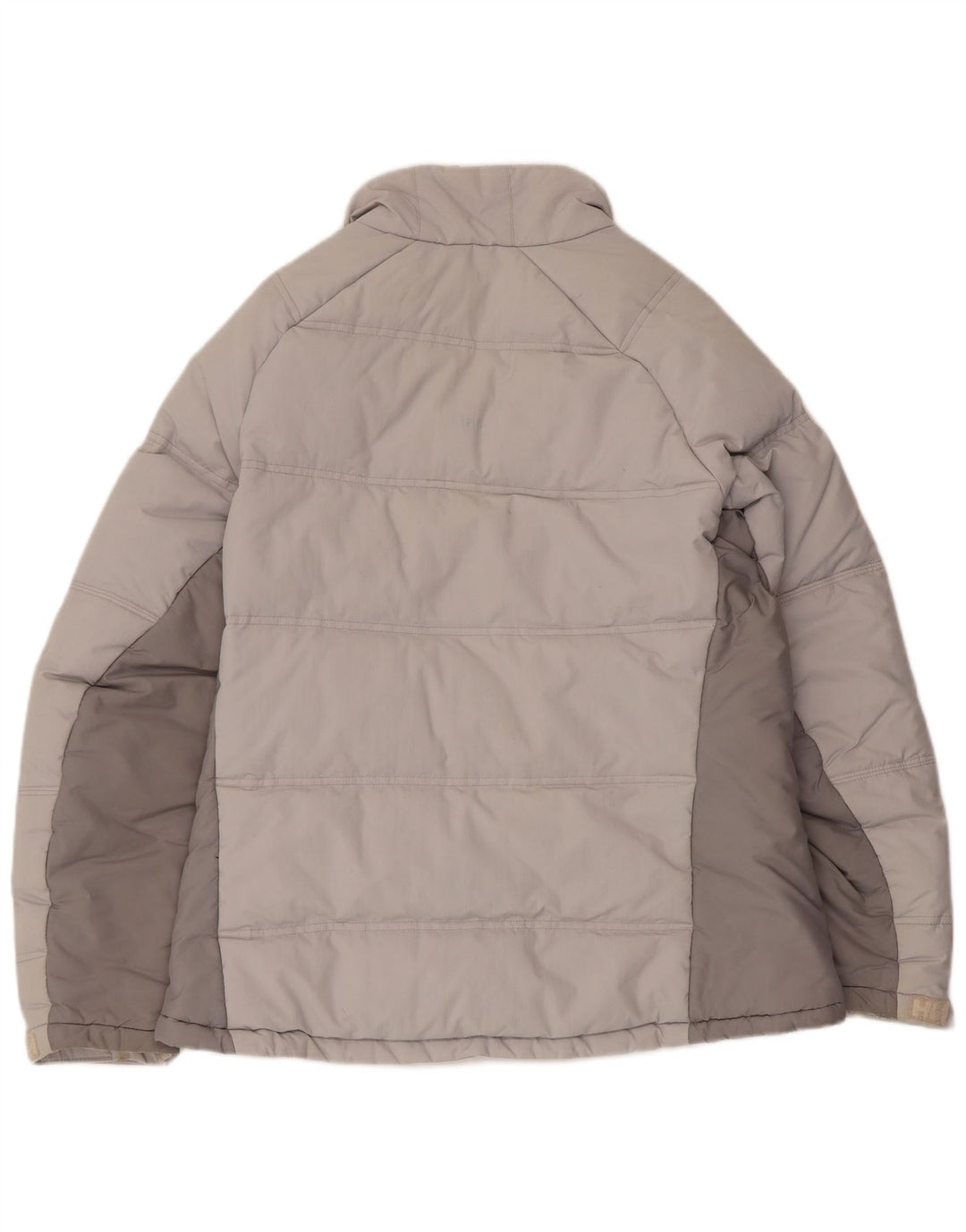 Jaqueta acolchoada feminina Helly Hansen Reino Unido 16 grande bloco colorido cinza nylon