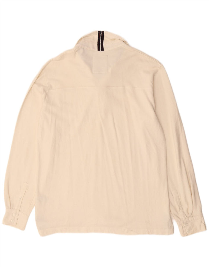 CREW CLOTHING Camisa polo masculina de manga comprida grande algodão branco