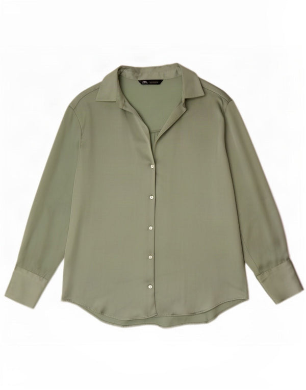 Blusa camisa feminina Zara Reino Unido 14 verde médio
