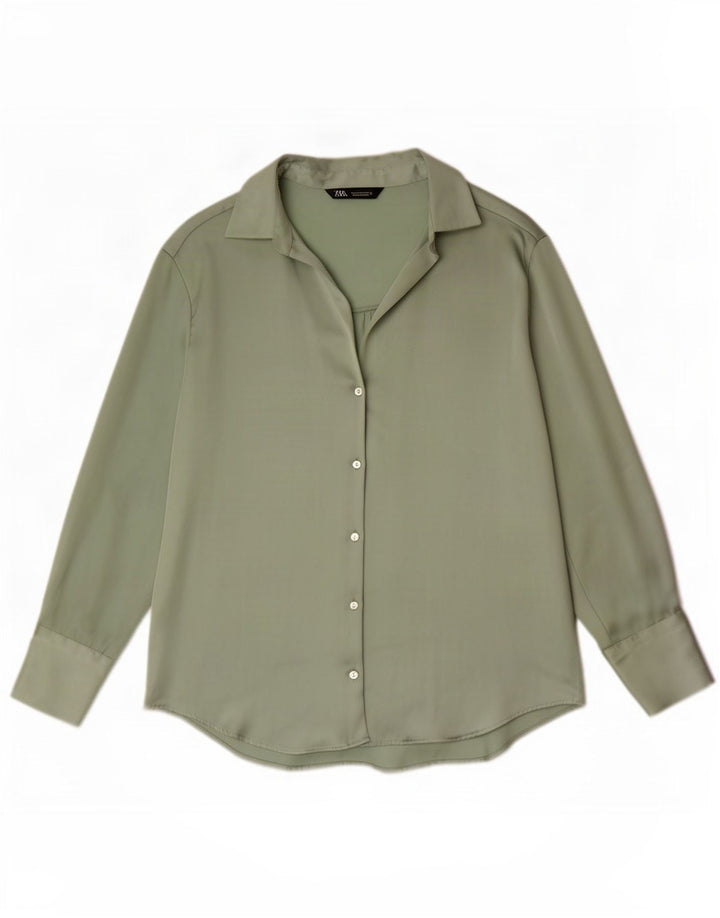 Blusa camisa feminina Zara Reino Unido 14 verde médio