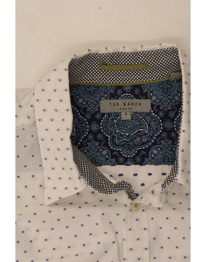 Camisa masculina Ted Baker tamanho 4 grande algodão manchado branco