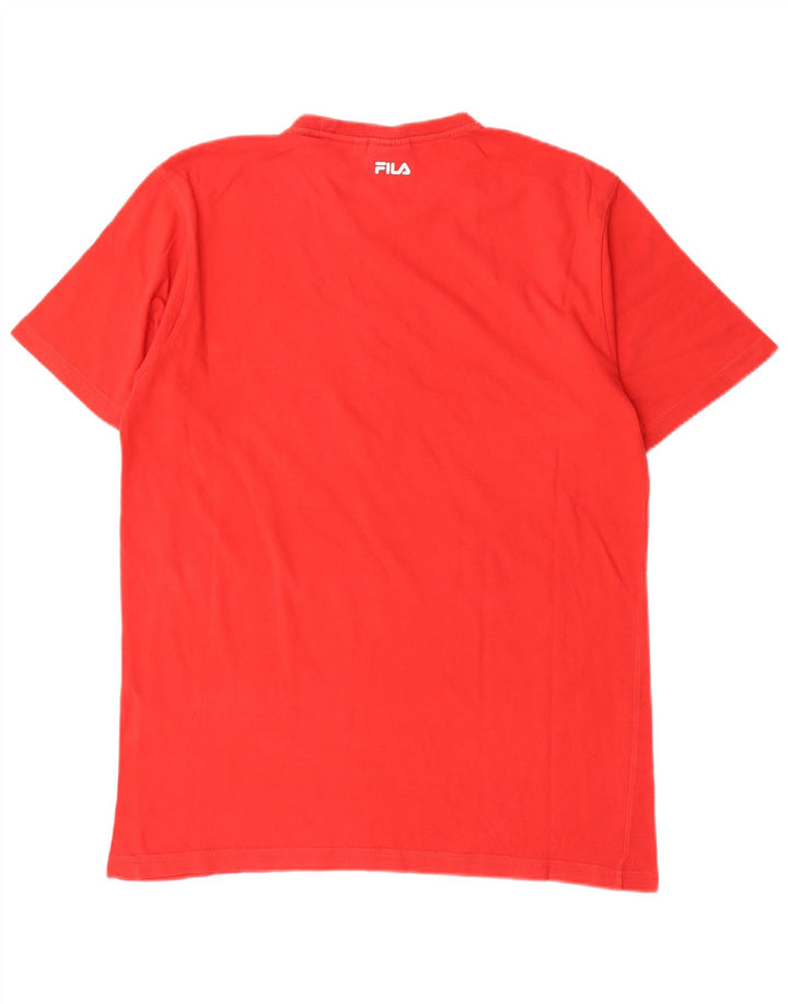 Fila Mens Graphic T-Shirt Top Médio Algodão Vermelho