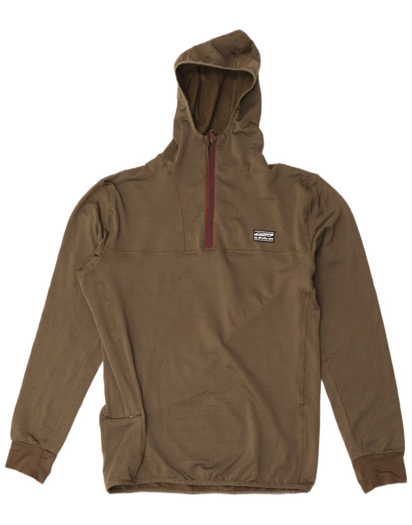 Quiksilver Mens Zip Neck Hoodie Jumper Large Khaki Polyester
