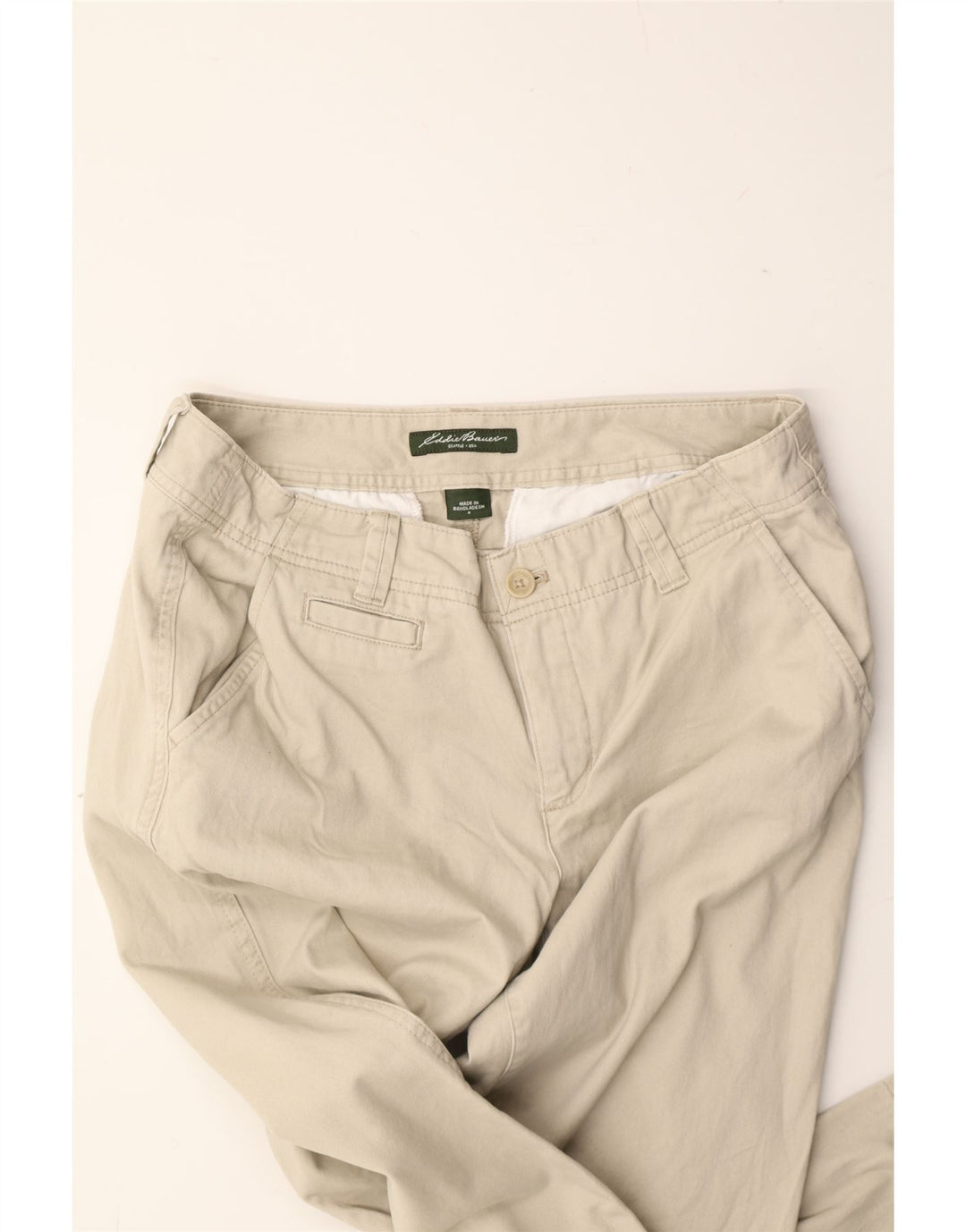 EDDIE BAUER Womens Slim Chino Trousers US 6 Medium W32 L31 Beige Cotton Vintage Eddie Bauer and Second-Hand Eddie Bauer from Messina Hembry 