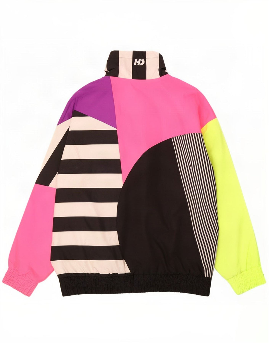 Pulôver feminino vintage com zíper e gola alta UK 16 grande multicolorido