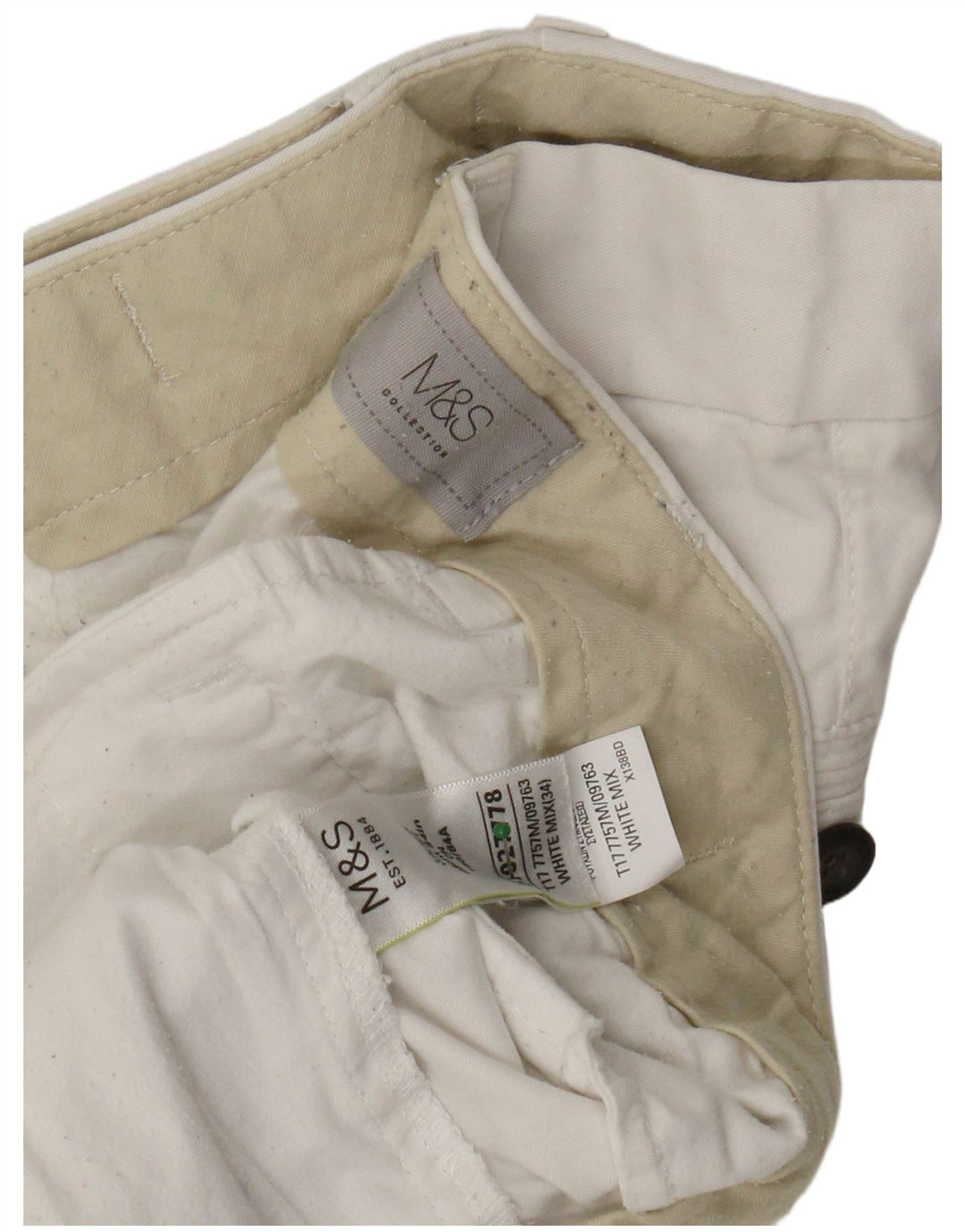 Shorts chino masculino MARKS & SPENCER W34 grande algodão branco